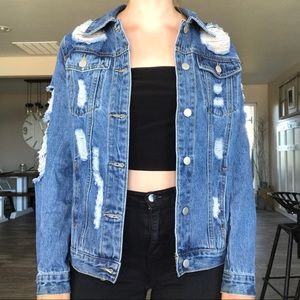 Oversized Distressed Denim Jacket